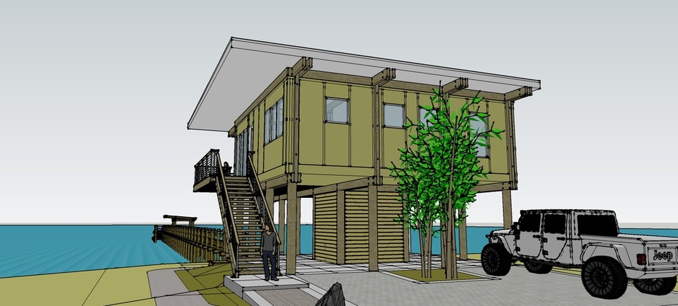 BoxOnTheBay, exterior, front view, by pensacola architect d.l.stenstrom