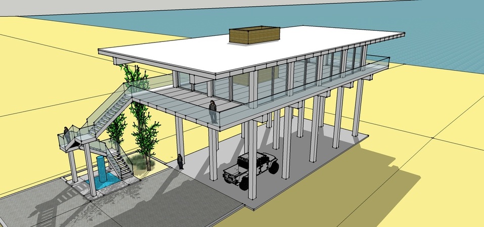PrecastHouse, exterior, overhead view, by pensacola architect d.l.stenstrom
