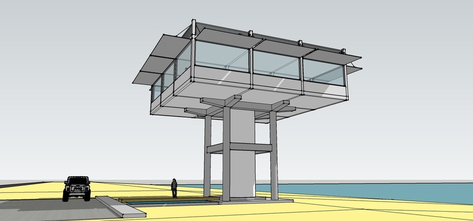 9SquareHouse, exterior, side view, by pensacola architect d.l.stenstrom