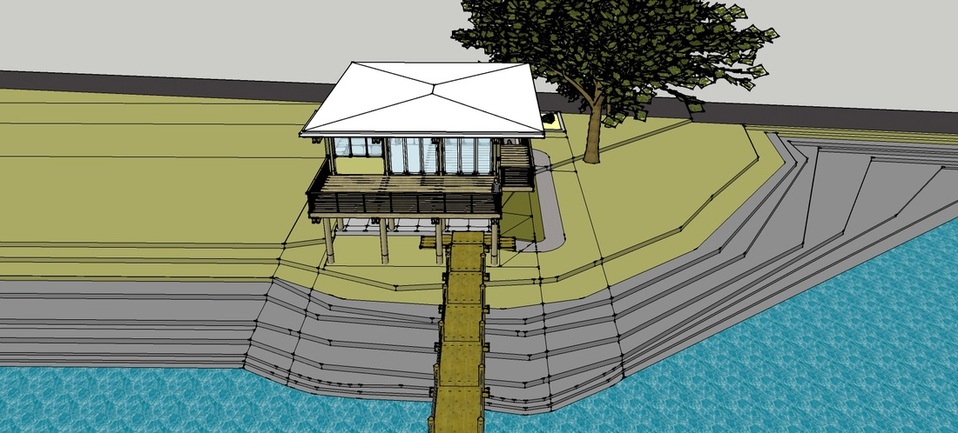 BoxOnTheBay, exterior, rear view, by pensacola architect d.l.stenstrom